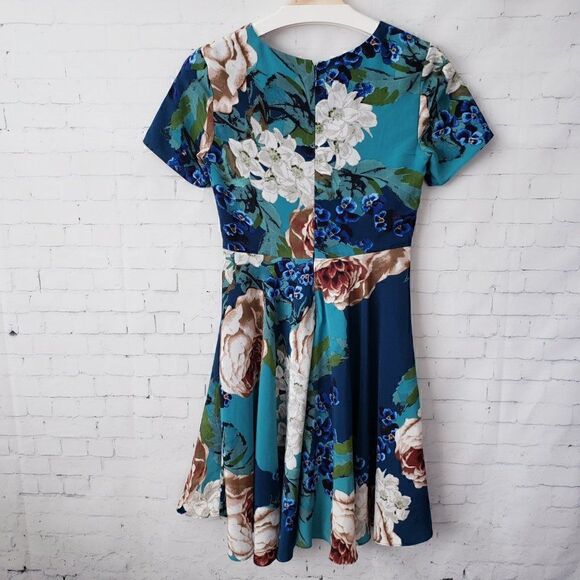 Corey Lynn Calter Anthropologie Dress Size 0 Blue Floral Wedding Guest Easter - Picture 6 of 10